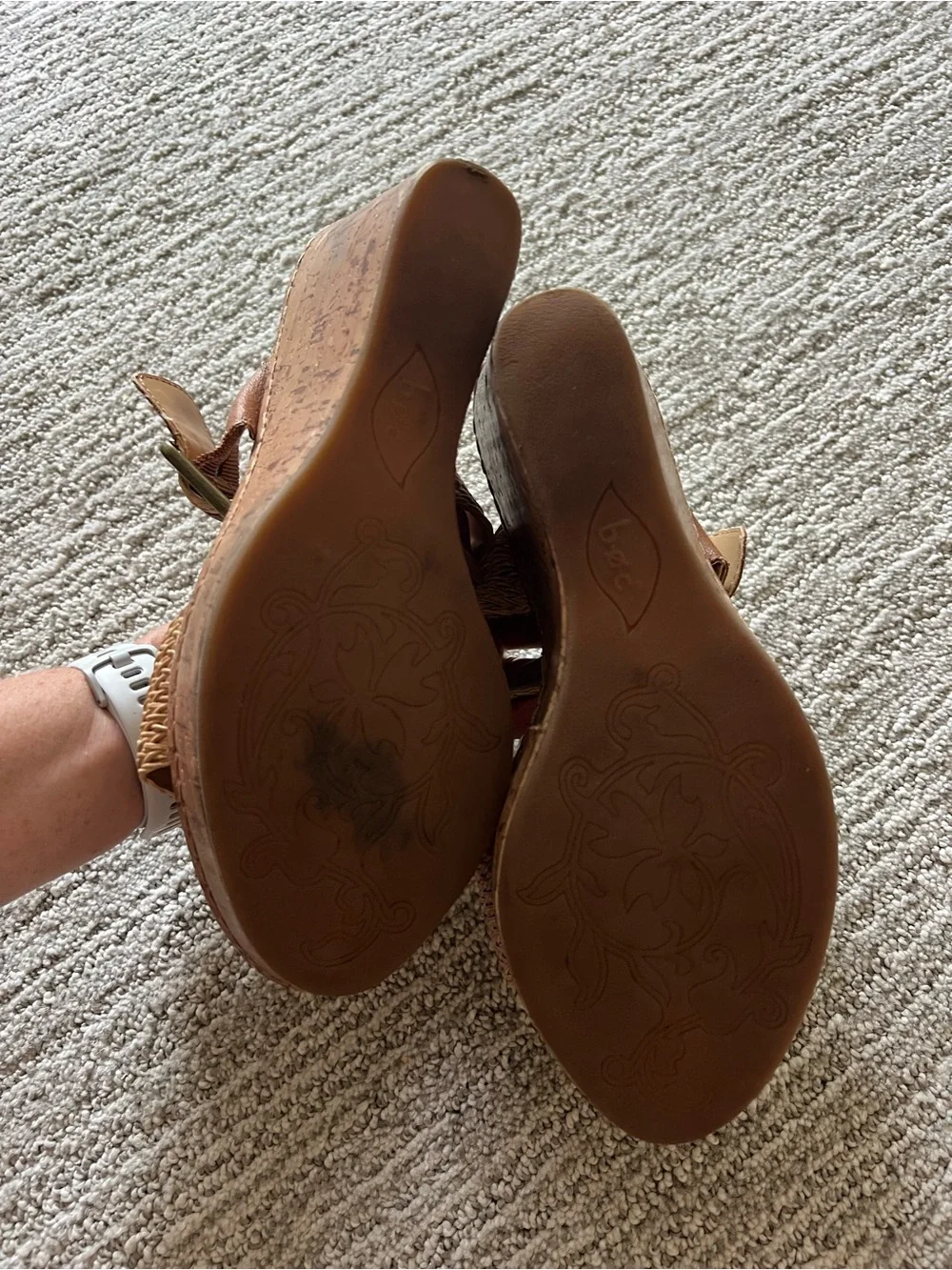 b.o.c. Tan Woven Wedge Slide Sandals with Buckle